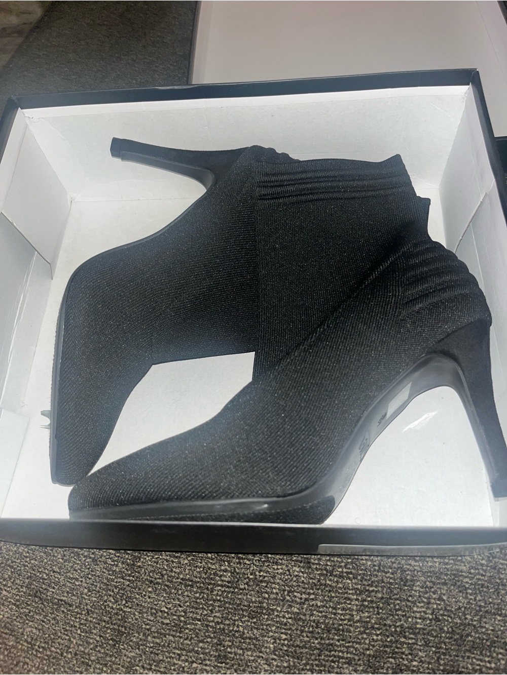 MIA Black Stretch Knit Pointed Toe Stiletto Ankle Booties
